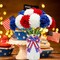 12pcs Artificial Chrysanthemums Flowers of 4th of July Decorations Tabletop Decorations